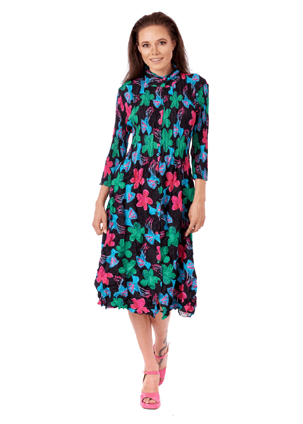 COLLAR Plissee Kleid LEOPARD