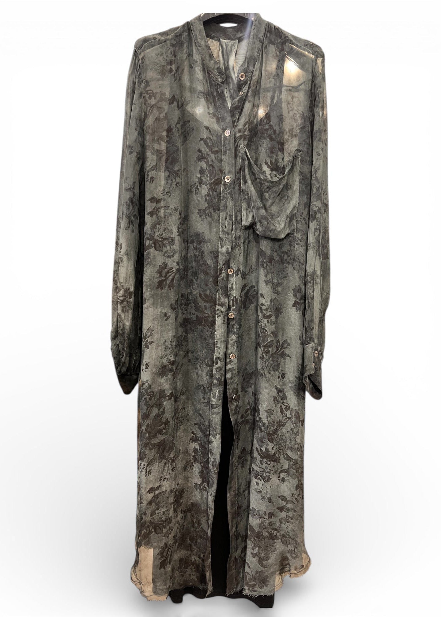 SanctaMuerte Blusen Kleid Emerald-Grün Translucent