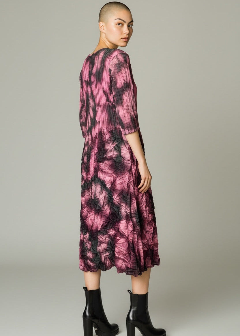 SMASH POCKET Plissee Kleid " Purple Leaf"