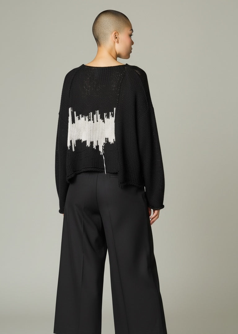 ELLi Sommer Pullover "Black with White"