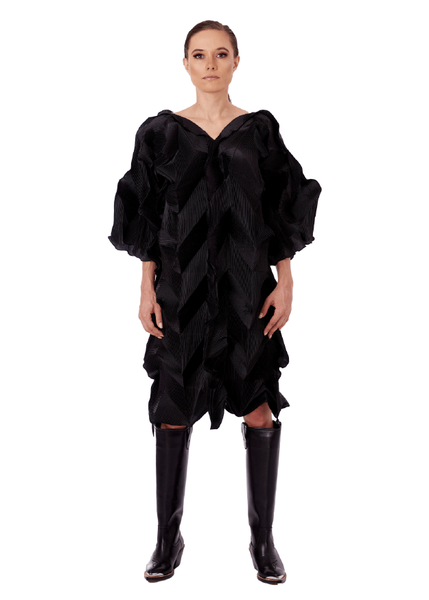Plissee Kleid BLACK