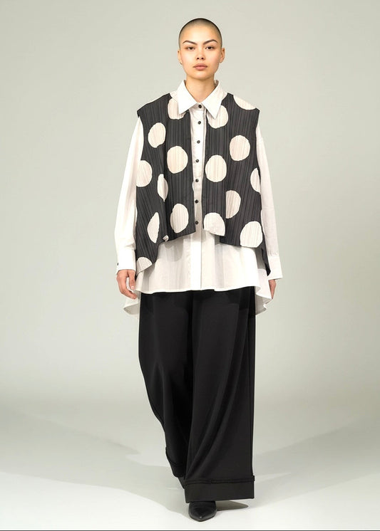 KAMUFLAGE - Weste kurz oder lang - Schwarz mit weißen Kreismuster