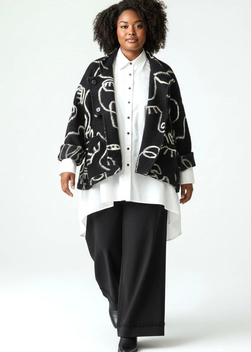 B&B - Oversize Wolljacke Black & White