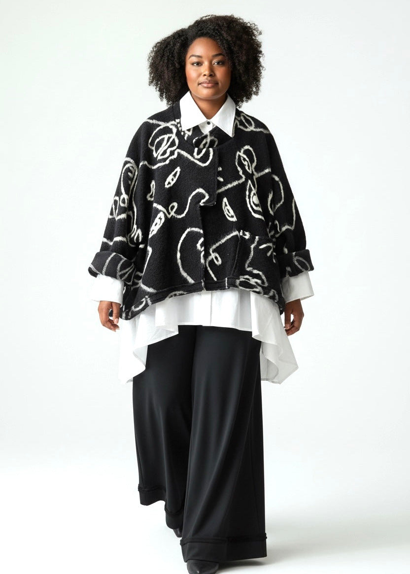 B&B - Oversize Wolljacke Black & White