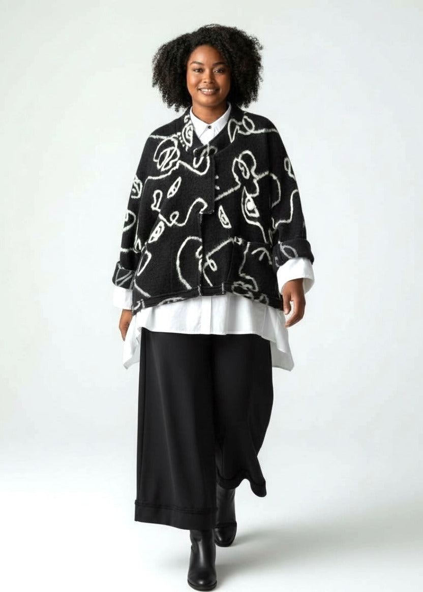 B&B - Oversize Wolljacke Black & White