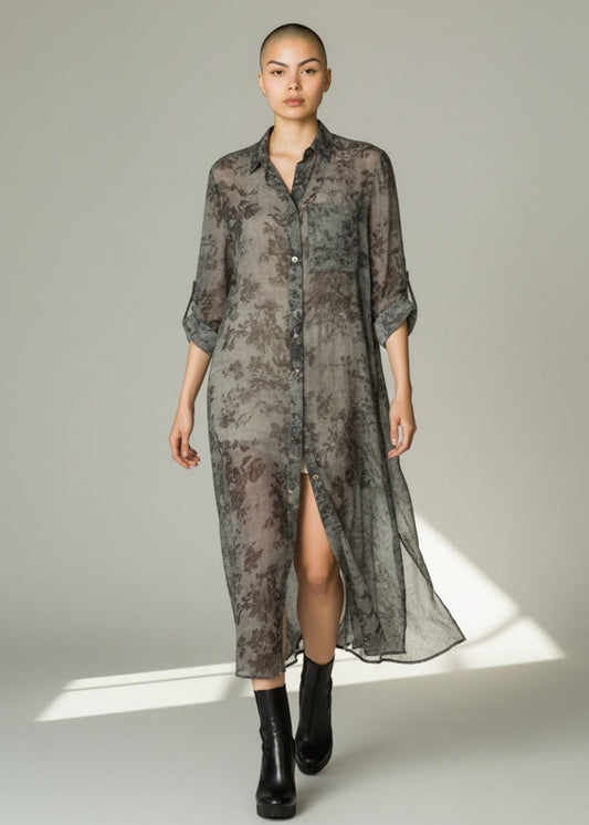 SanctaMuerte Blusen Kleid Emerald-Grün Translucent