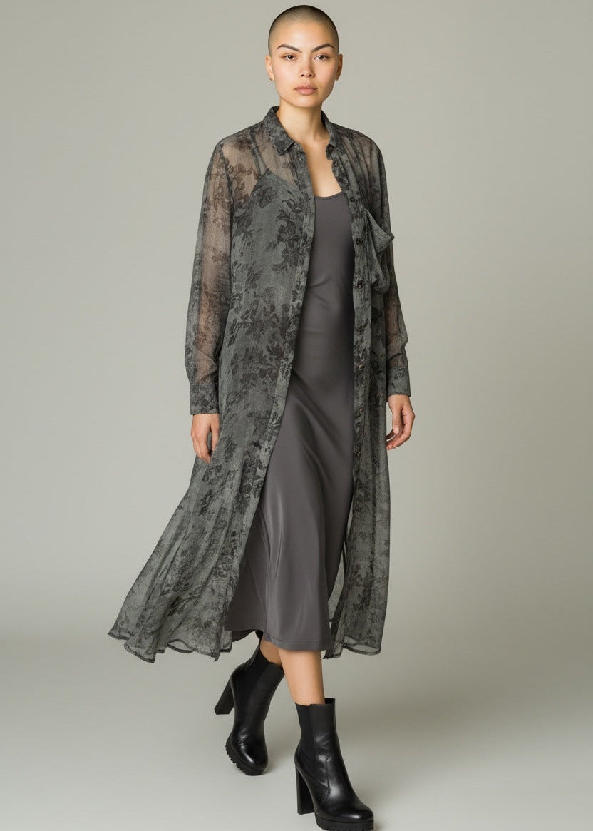 SanctaMuerte Blusen Kleid Emerald-Grün Translucent