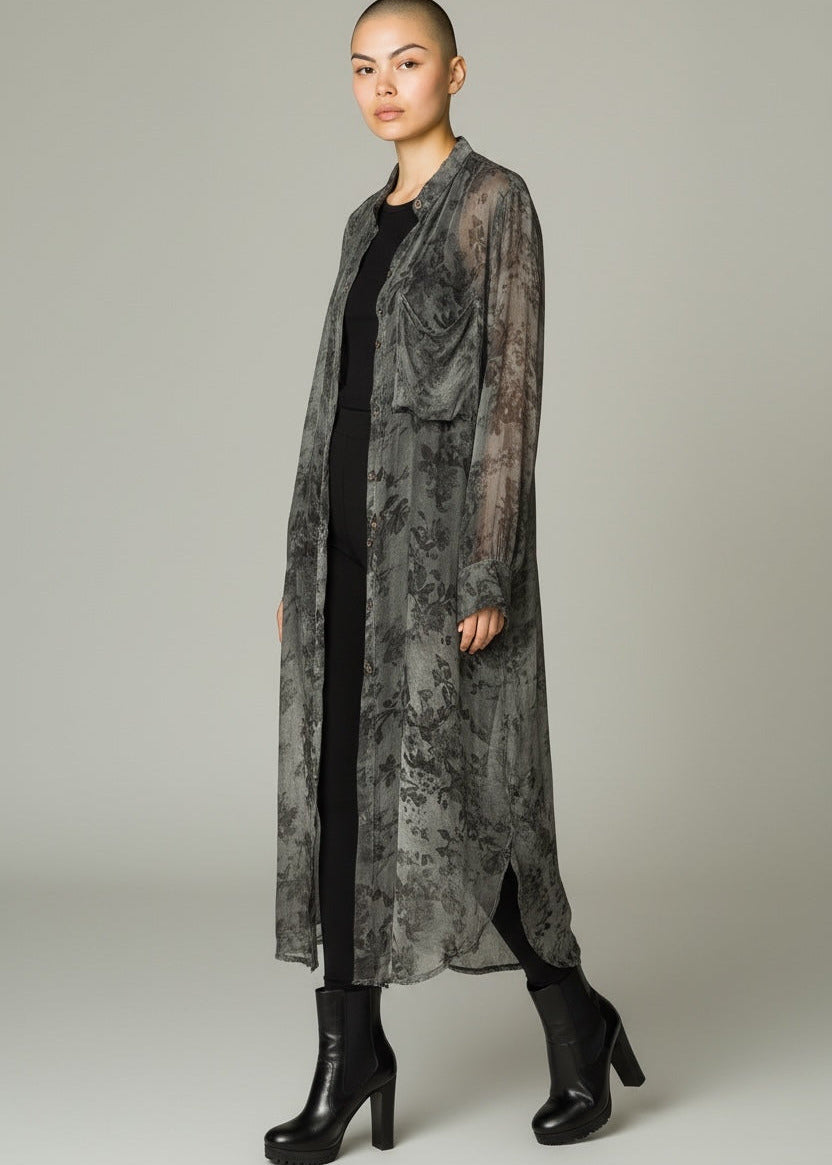 SanctaMuerte Blusen Kleid Emerald-Grün Translucent