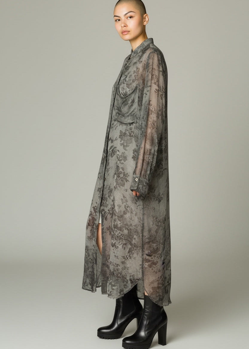 SanctaMuerte Blusen Kleid Emerald-Grün Translucent