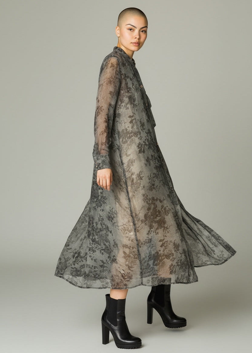 SanctaMuerte Blusen Kleid Emerald-Grün Translucent