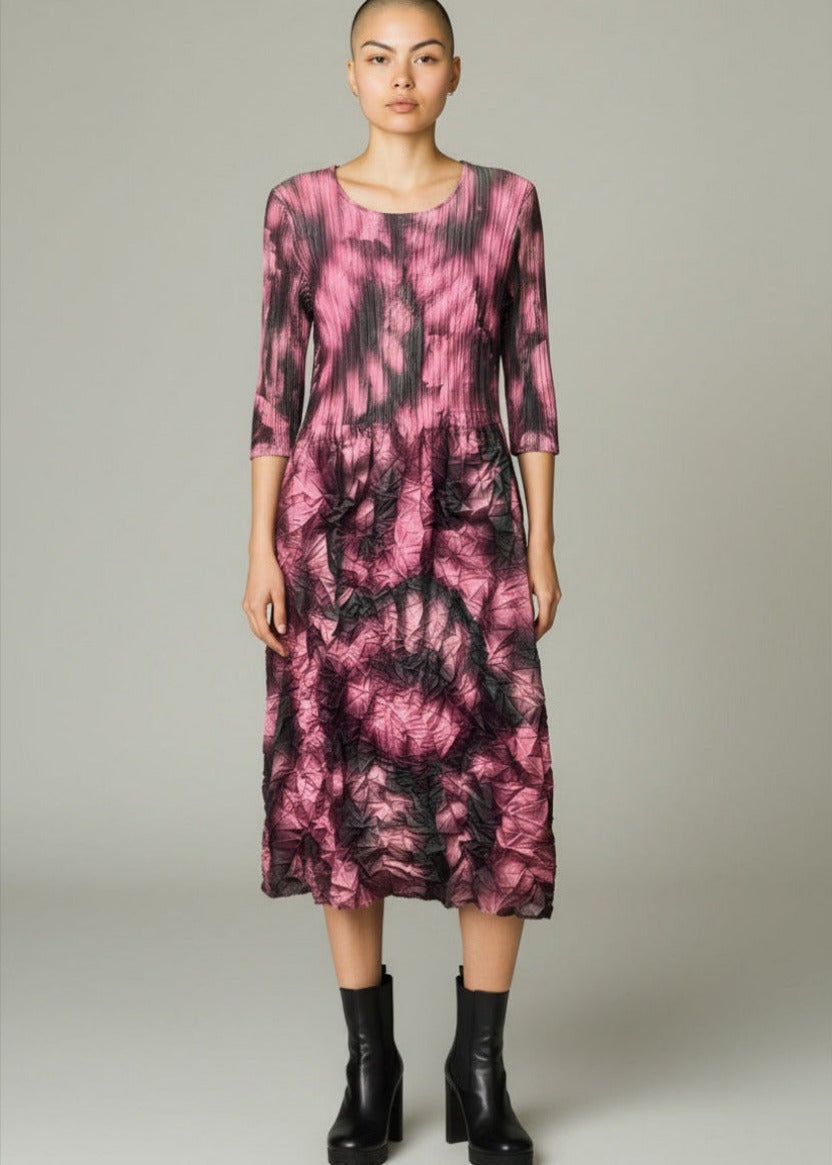 SMASH POCKET Plissee Kleid " Purple Leaf"