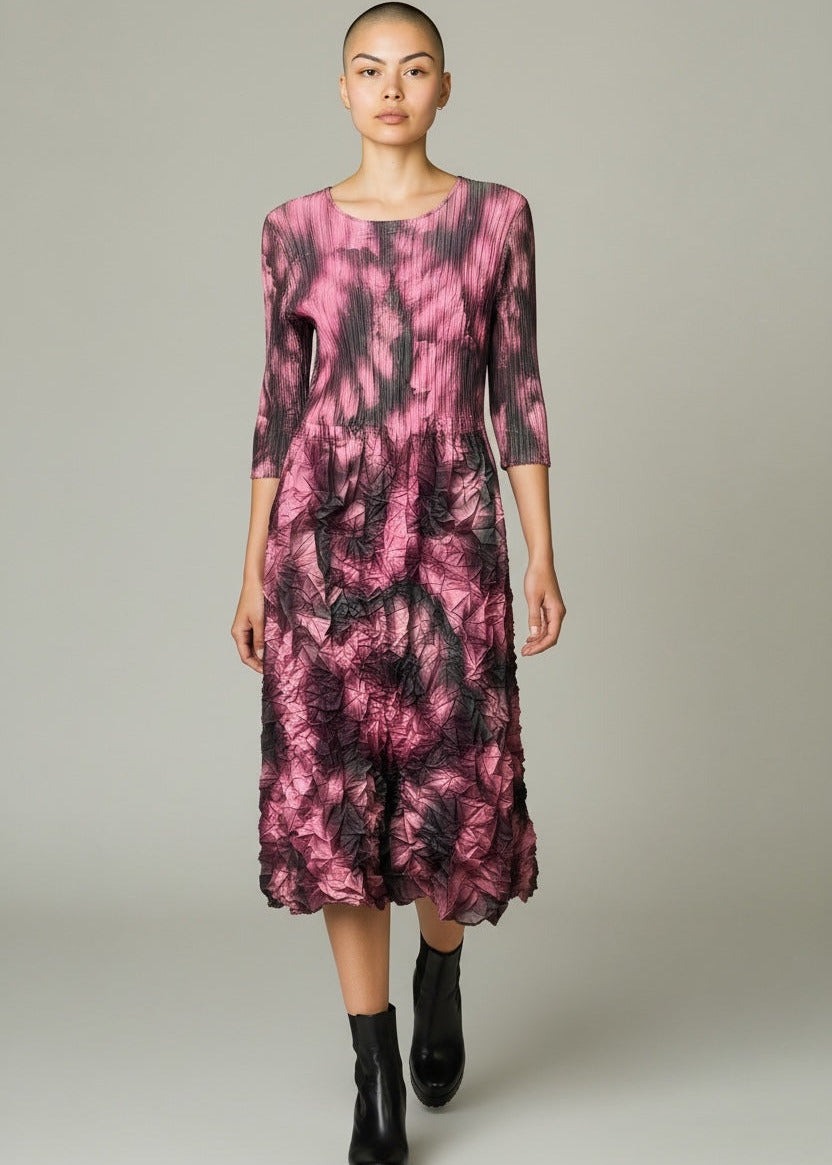 SMASH POCKET Plissee Kleid " Purple Leaf"