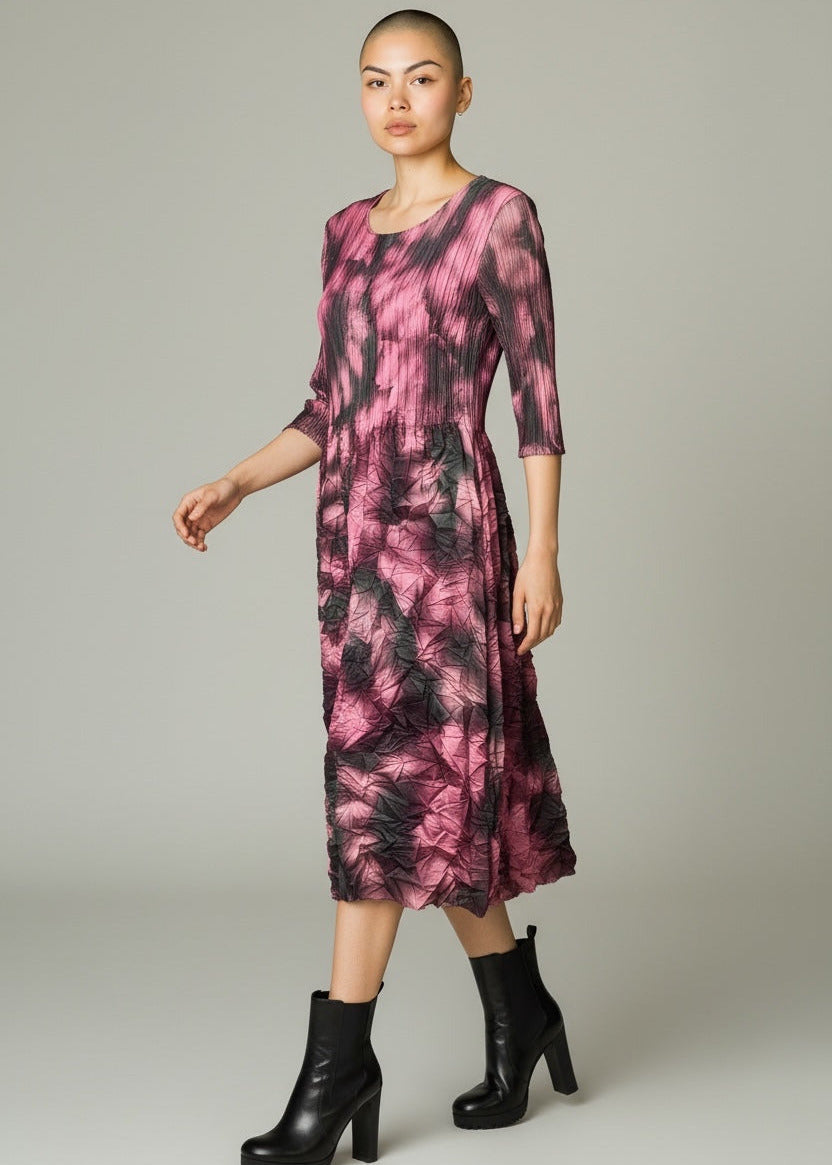 SMASH POCKET Plissee Kleid " Purple Leaf"