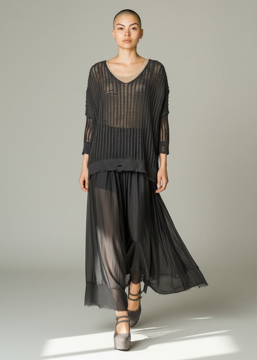sanctamuerte - Netz Pullover schwarz