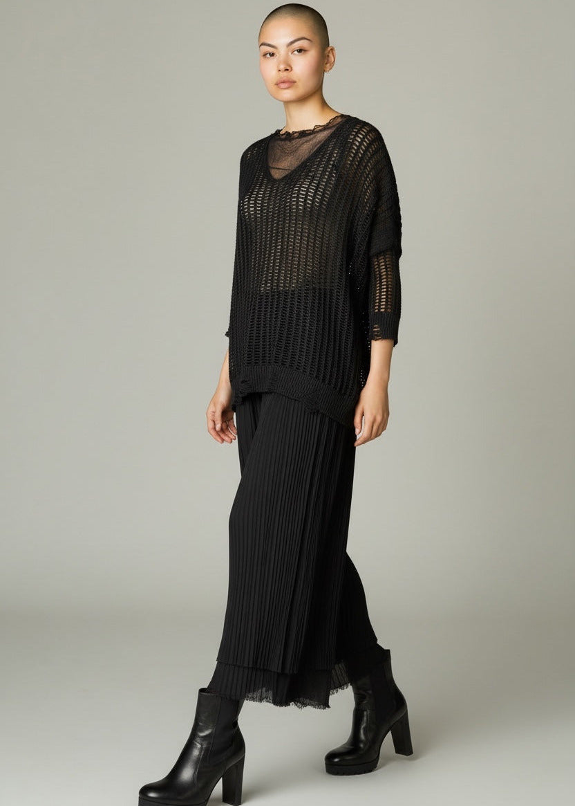 sanctamuerte - Netz Pullover schwarz