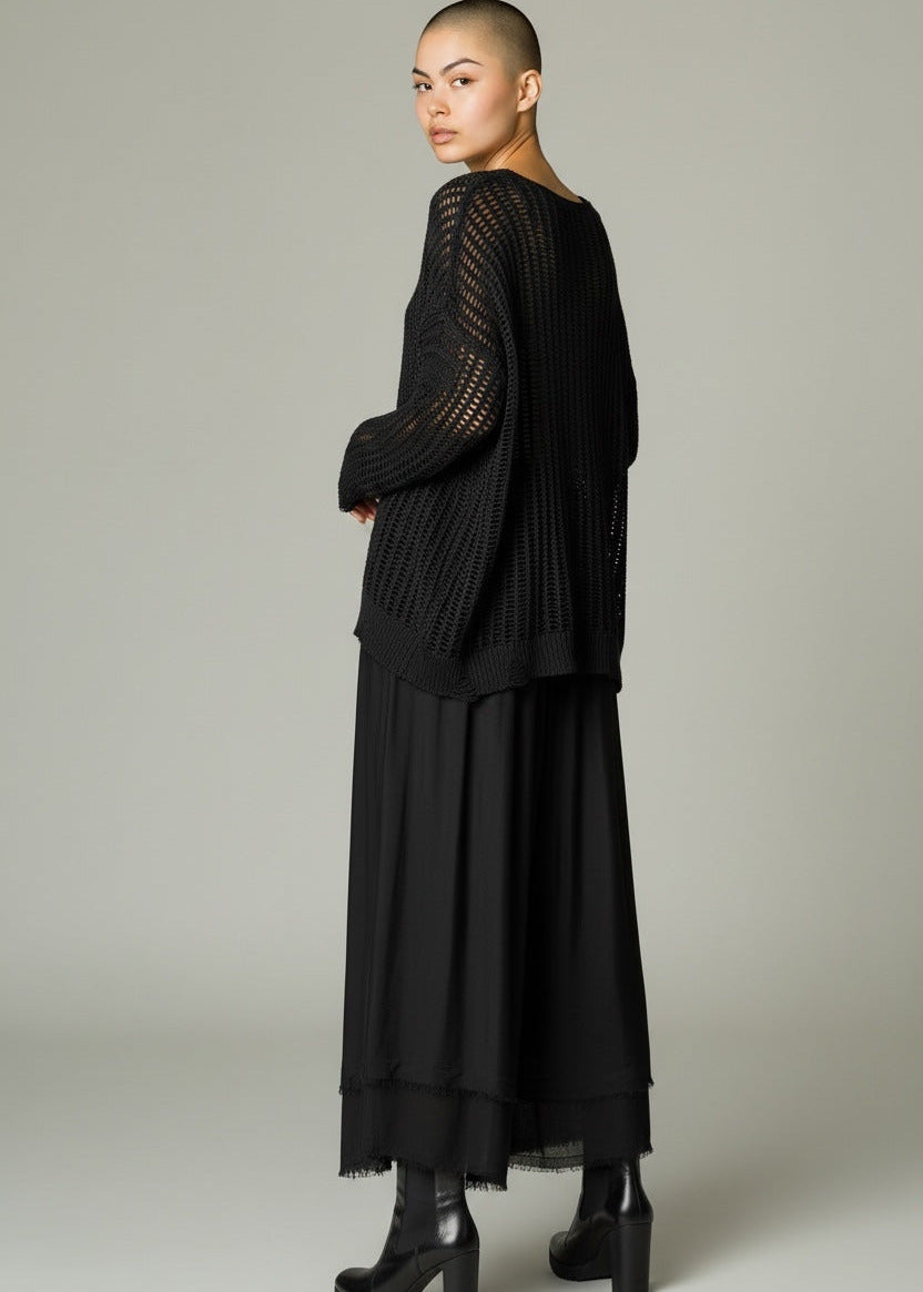 sanctamuerte - Netz Pullover schwarz