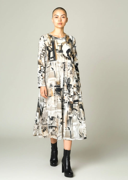 KAMUFLAGE - Print Kleid beige/schwarz