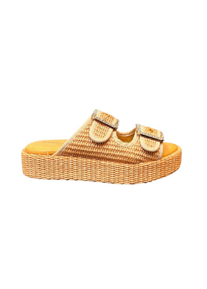 Platetau Raffia Pantolette in beige oder pink