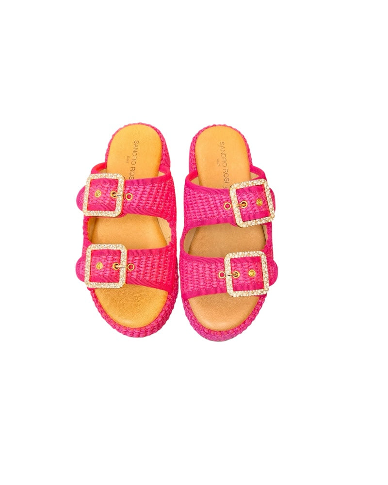 Platetau Raffia Pantolette in beige oder pink