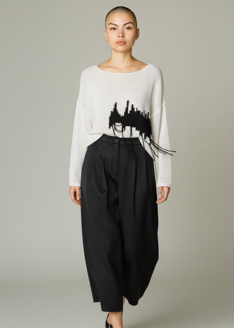 ELLi Sommer Pullover "White with Black"