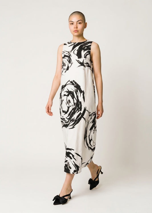 KAMUFLAGE Kleid hellbeige/schwarz Print