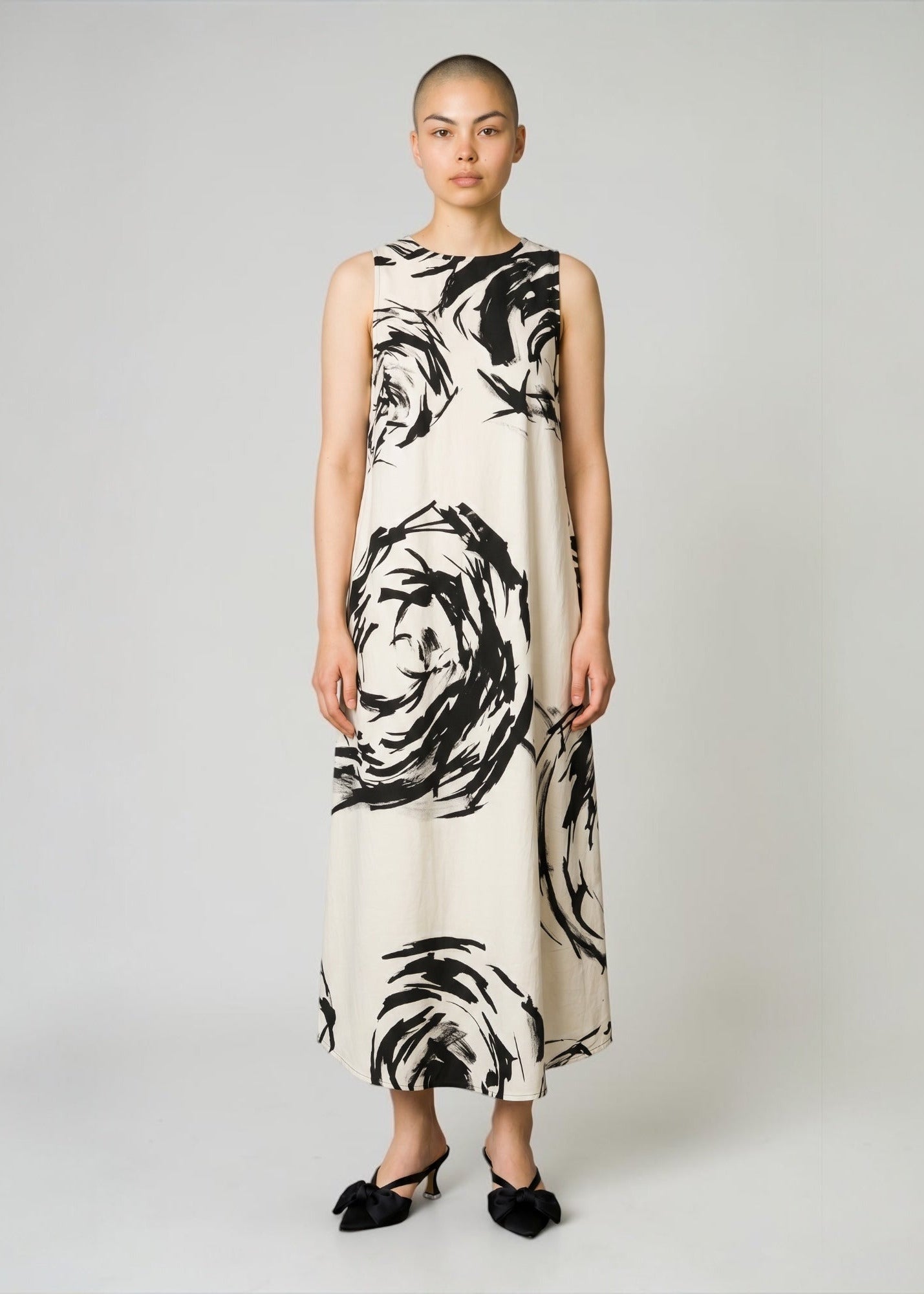 KAMUFLAGE Kleid hellbeige/schwarz Print