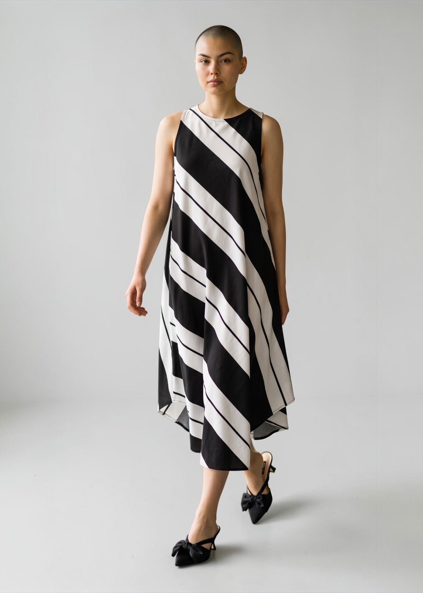 KAMUFLAGE Kleid schwarz/weiß Streifen
