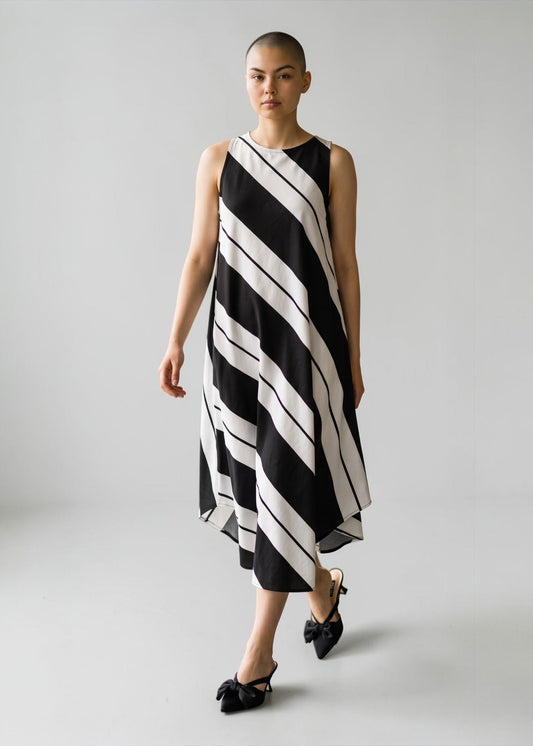 KAMUFLAGE Kleid schwarz/weiß Streifen