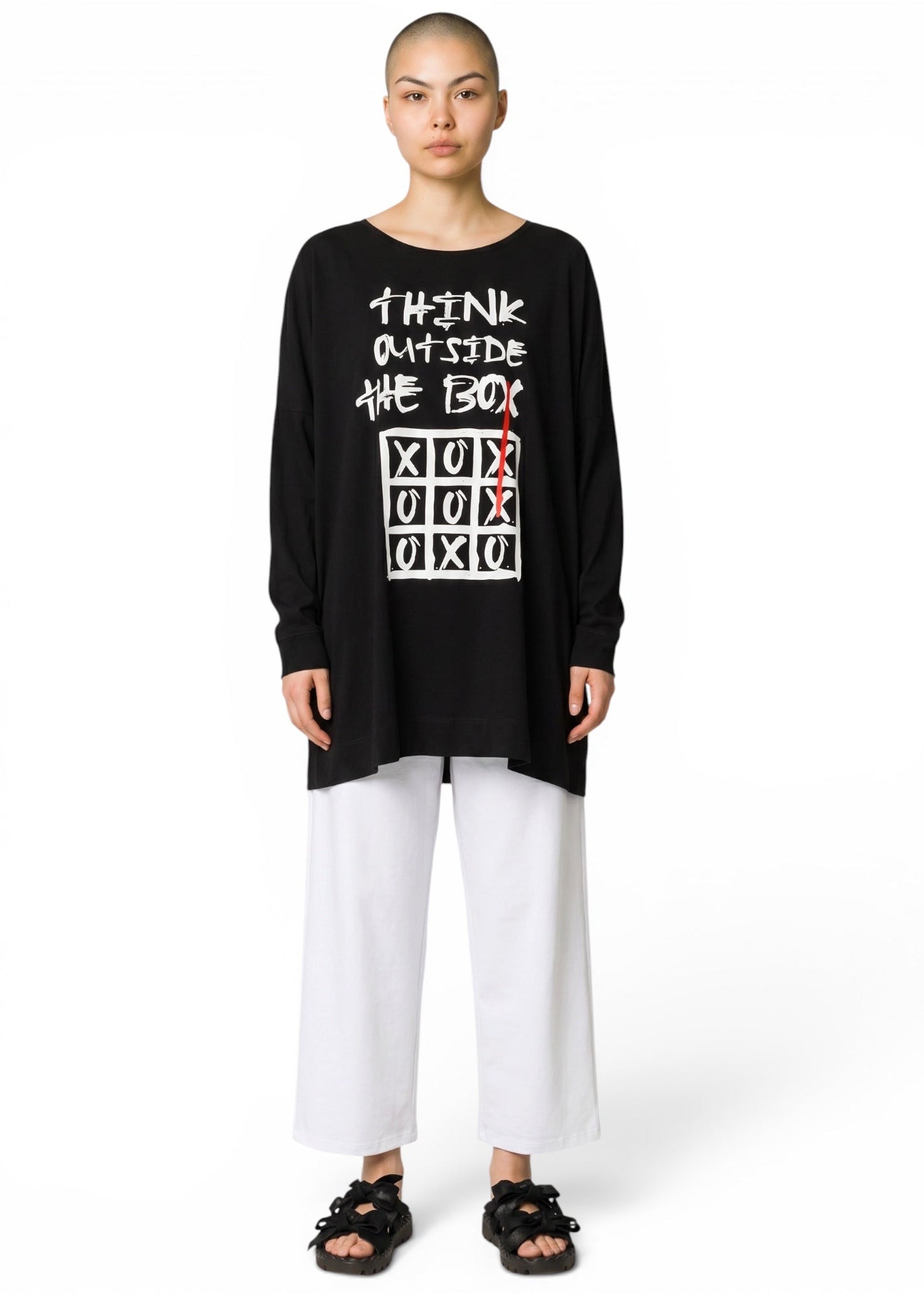 ELLI - One Size Big Shirt Black "White Print"